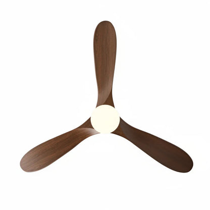 Ventilateur Plafond Vintage Industriel LED 24W — Moteur DC 35W — Argent & Bois Foncé