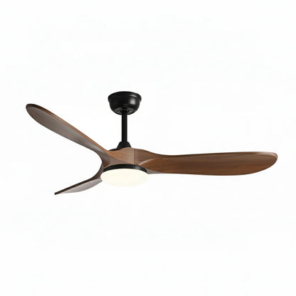 Ventilateur Plafond Vintage Industriel LED 24W — Moteur DC 35W — Noir & Bois Foncé