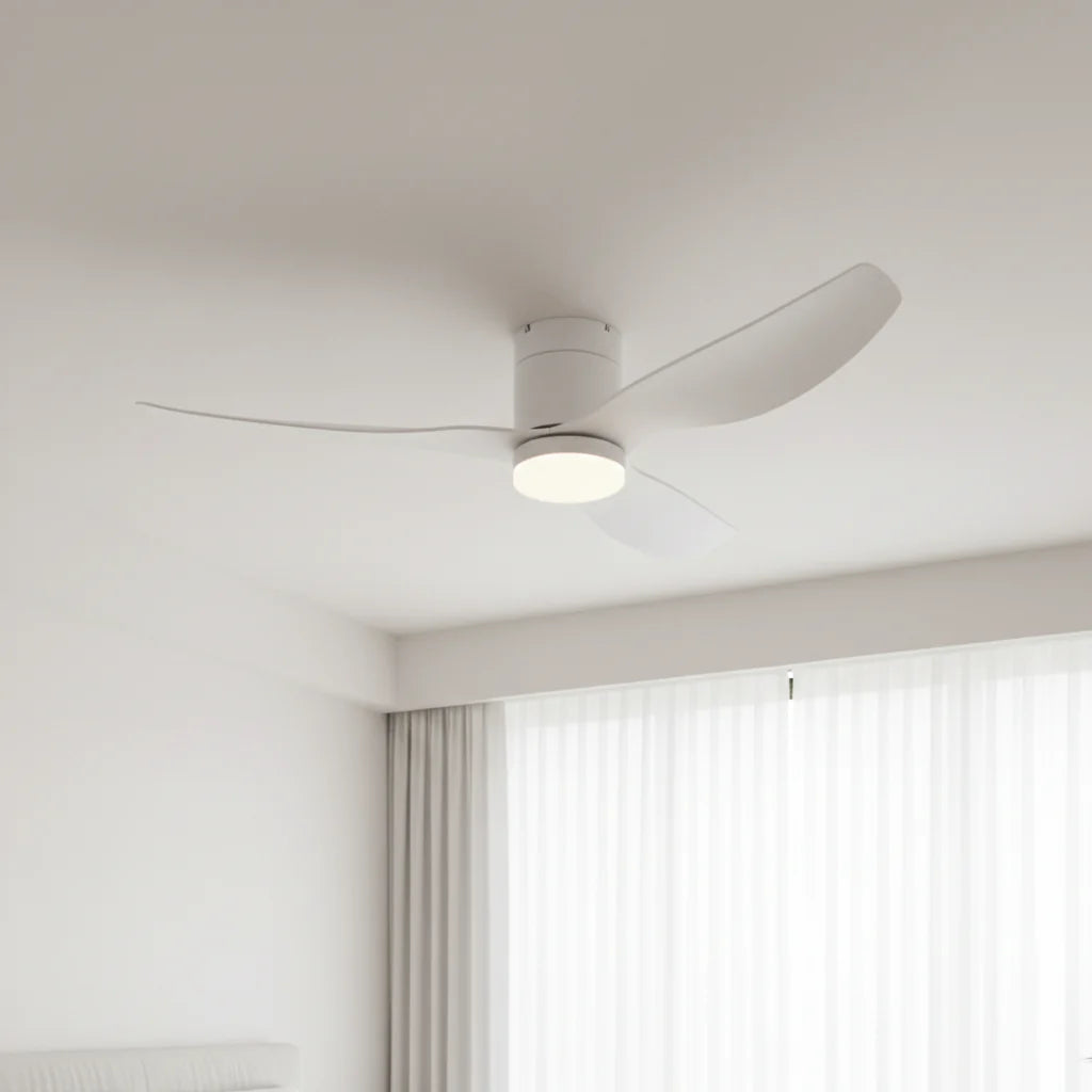 Ventilateur Plafond Ultra-plat 22cm LED 24W — Moteur Plat Silencieux — Total Blanc Mat