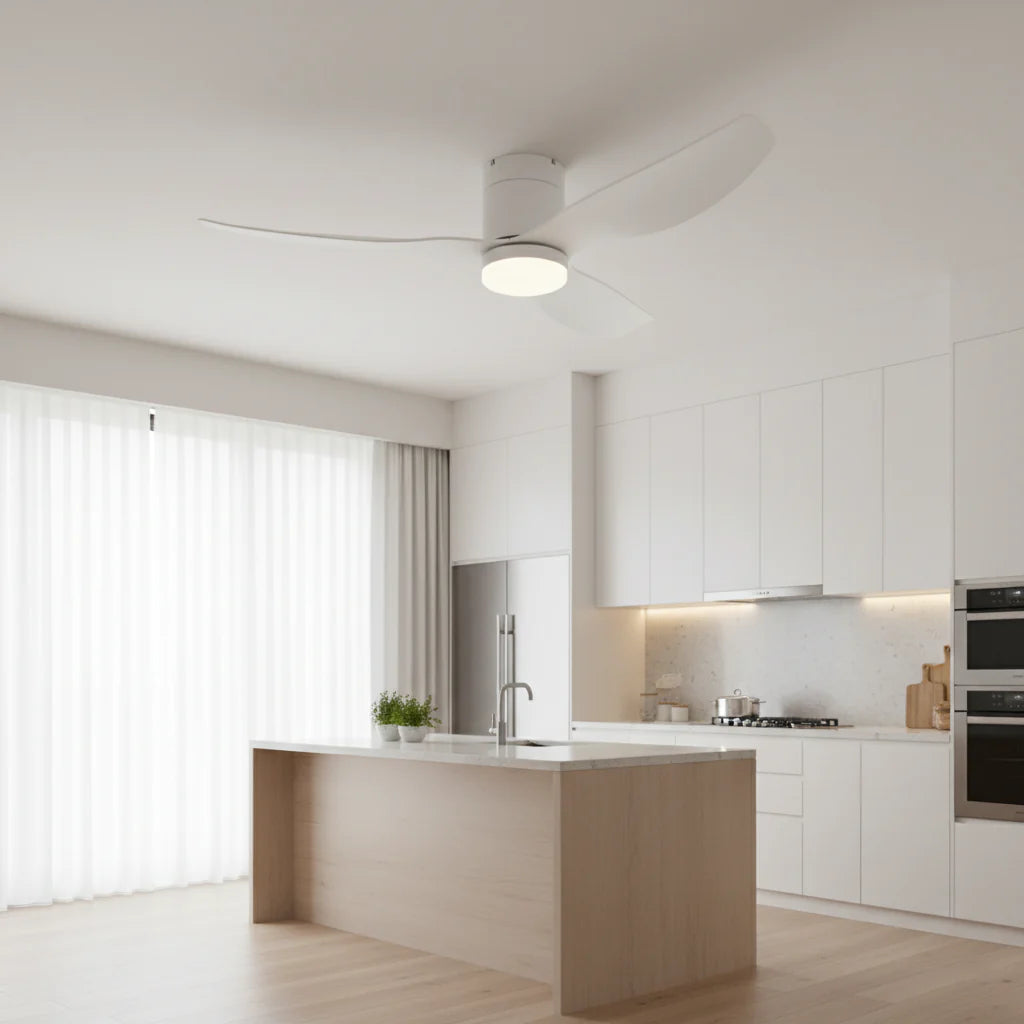 Ventilateur Plafond Ultra-plat 22cm LED 24W — Moteur Plat Silencieux — Total Blanc Mat