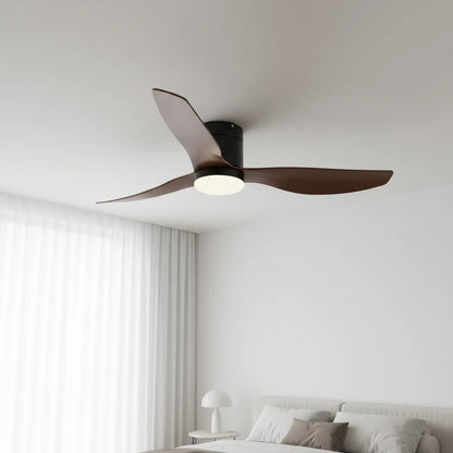 Ventilateur Plafond Ultra-plat 22cm LED 24W — Moteur Plat Silencieux — Noir & Bois Foncé