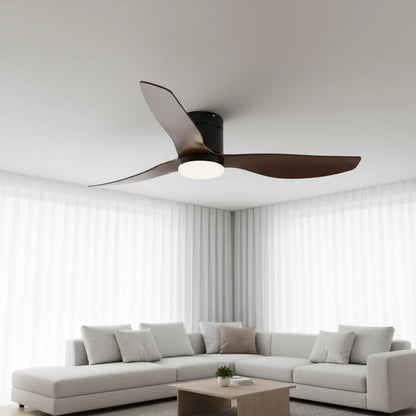 Ventilateur Plafond Ultra-plat 22cm LED 24W — Moteur Plat Silencieux — Noir & Bois Foncé