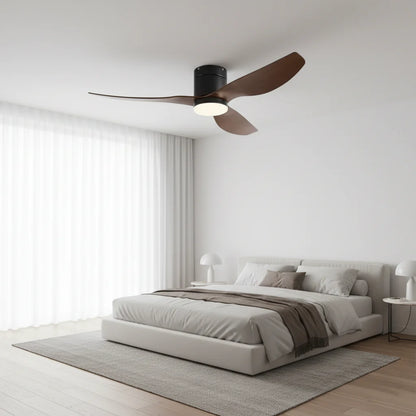 Ventilateur Plafond Ultra-plat 22cm LED 24W — Moteur Plat Silencieux — Noir & Bois Foncé