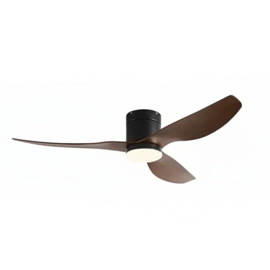 Ventilateur Plafond Ultra-plat 22cm LED 24W — Moteur Plat Silencieux — Noir & Bois Foncé