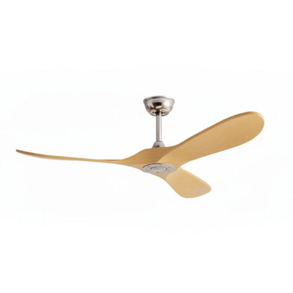 Ventilateur Plafond Vintage Industriel Sans LED — Moteur DC 35W — Argent & Bois Clair