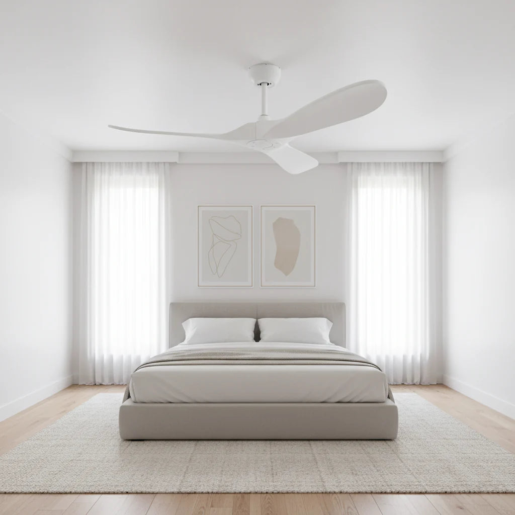 Ventilateur Plafond Vintage Industriel Sans LED — Moteur DC 35W — Total Blanc